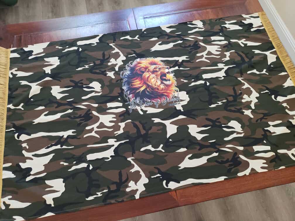 Anointed for Battle Lion of Judah Camouflage Prayer Shawl
